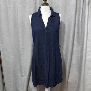 100% Cotton Dress-Sz 4-6-Faded Glory brand-V Neck/Collared-Pocket-No Belt